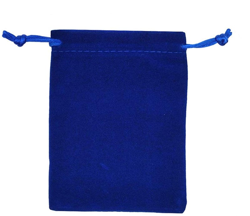 KUPOO 50 Pieces Wholesale Lot - Royal Blue Velvet Cloth Jewelry Pouches/Drawstring Bags 4"" X 3"" - Image 2